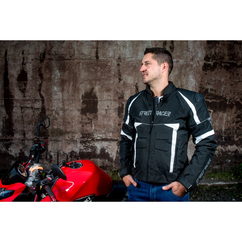 Bunda na motorku Street Racer Spark černo-bílá