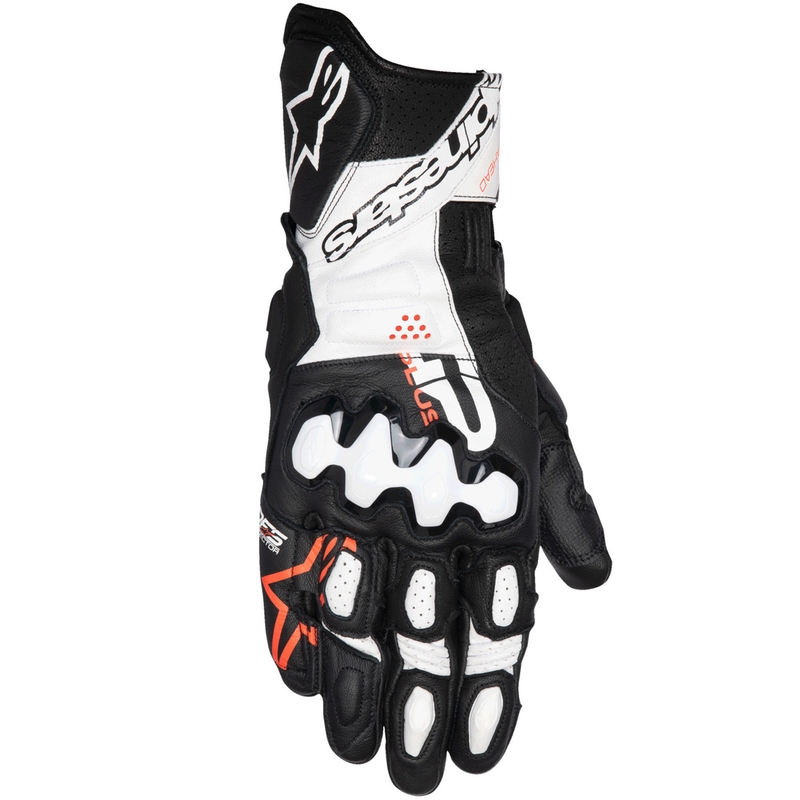 Alpinestars GP Plus R V3 must-valge-fluo punane mootorratta kindad