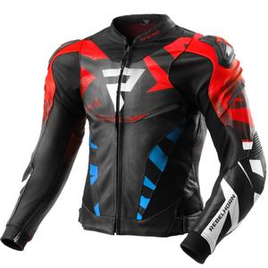 Rebelhorn Inferno must-sinine-valge-punane nahast mootorratta jakk