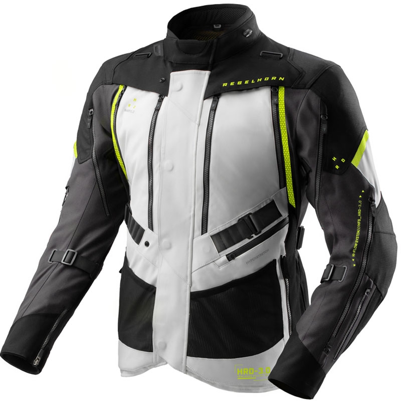 Rebelhorn Hardy 3.0 must-hall-fluo kollane mootorratta jakk