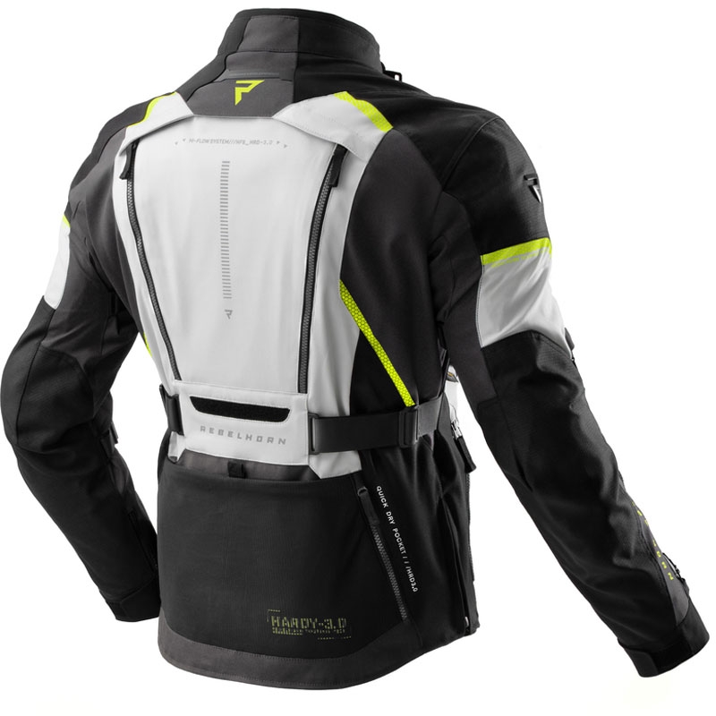 Rebelhorn Hardy 3.0 must-hall-fluo kollane mootorratta jakk
