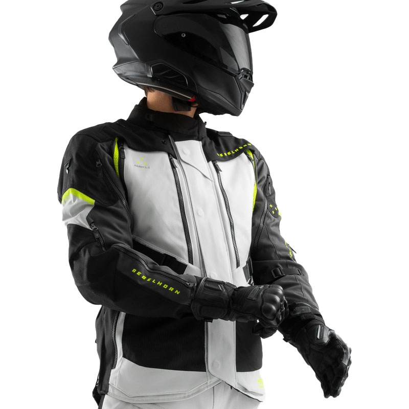 Rebelhorn Hardy 3.0 must-hall-fluo kollane mootorratta jakk