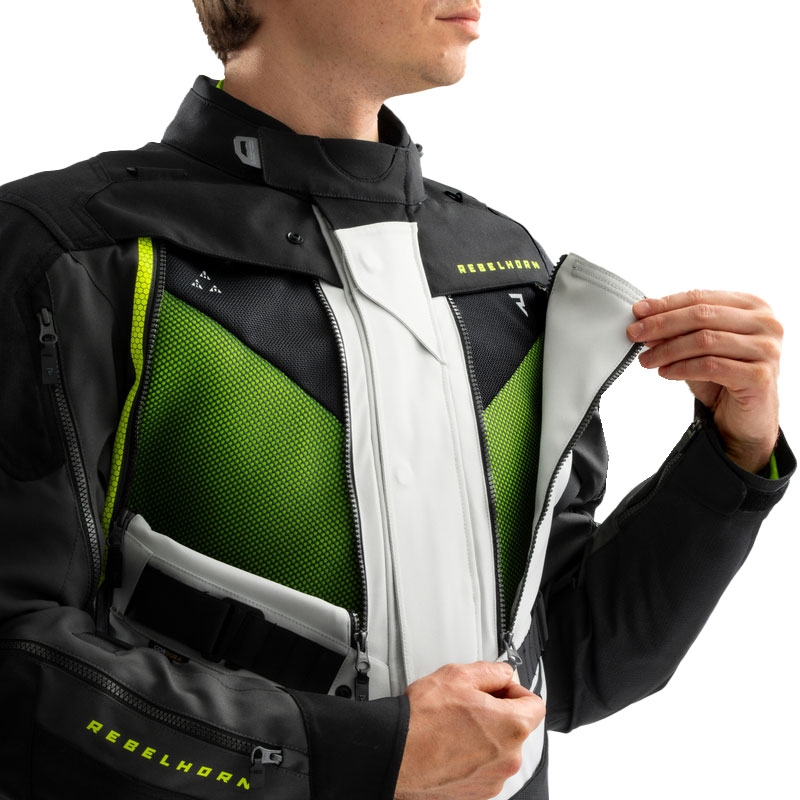 Rebelhorn Hardy 3.0 must-hall-fluo kollane mootorratta jakk