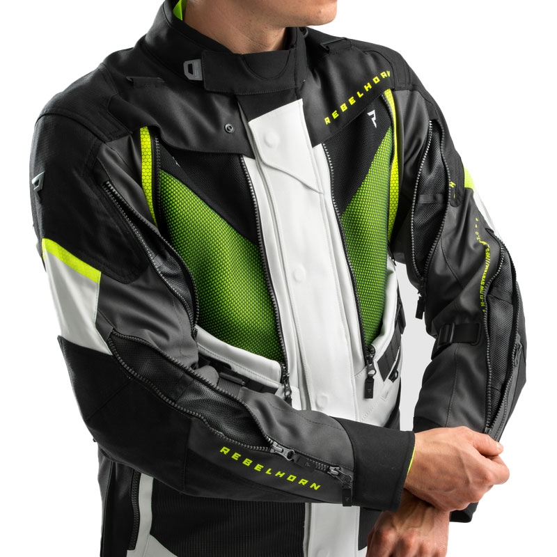 Rebelhorn Hardy 3.0 must-hall-fluo kollane mootorratta jakk