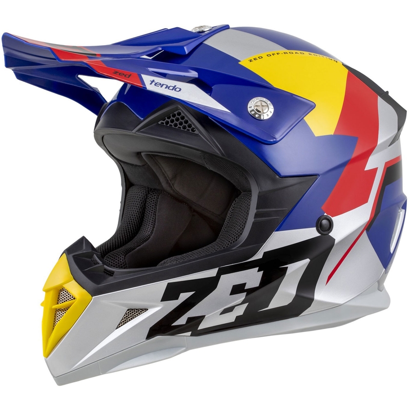 Motokross kiiver ZED X1.9 Tendo pärl sinine-punane-kollane-hõbedane