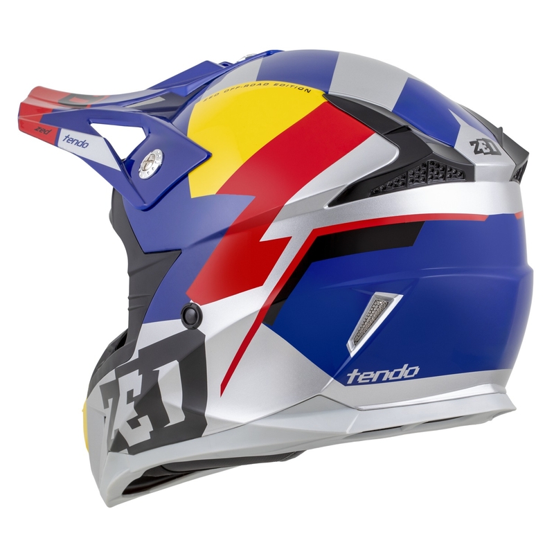Motokross kiiver ZED X1.9 Tendo pärl sinine-punane-kollane-hõbedane