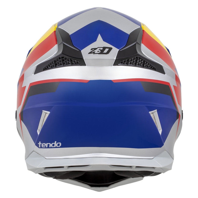 Motokross kiiver ZED X1.9 Tendo pärl sinine-punane-kollane-hõbedane