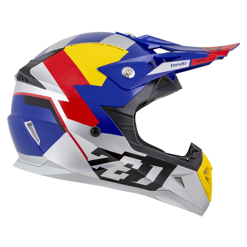 Motokross kiiver ZED X1.9 Tendo pärl sinine-punane-kollane-hõbedane