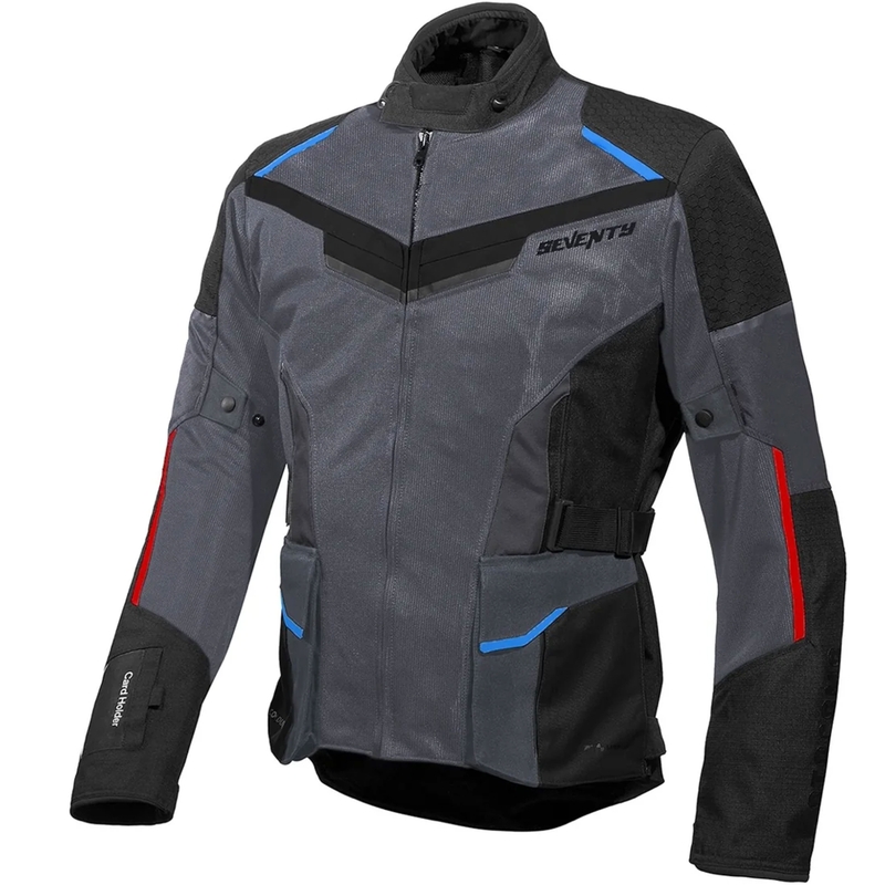 Mootorratta jope Seventy Degrees SD-JT70 Atacama hall-sinine-punane