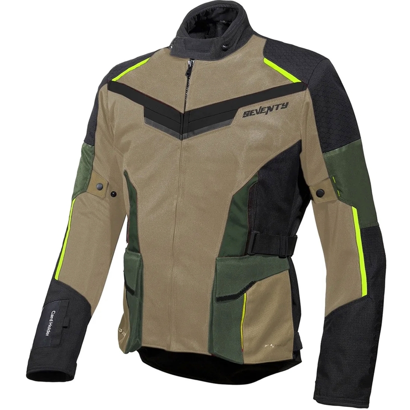 Mootorratta jope Seventy Degrees SD-JT70 Atacama liiv-roheline-fluo kollane