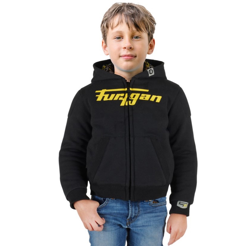 Furygan Luxio Kid must ja kollane mootorratta dressipluus