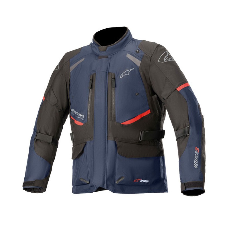 Alpinestars Andes Drystar tumesinine-must-punane mootorratta jope