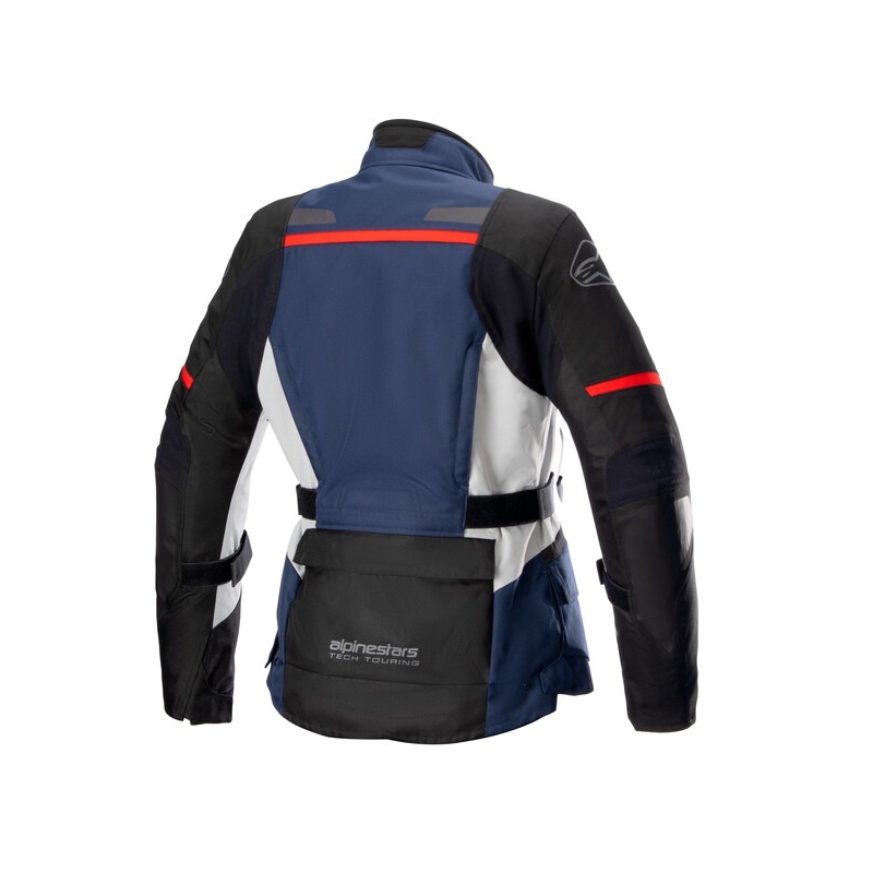 Alpinestars Stella Andes Drystar naiste mootorratta jope Tumesinine-must-hall-punane