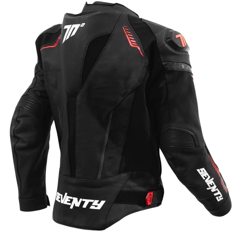 Nahast mootorratta jakk Seventy Degrees SD-JL24 Spoiler must-punane