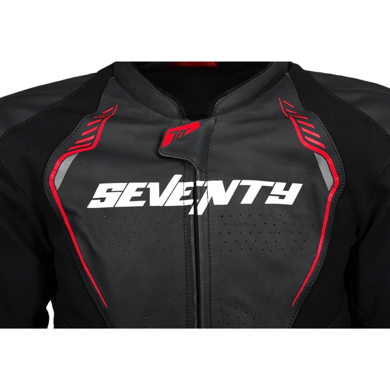 Nahast mootorratta jakk Seventy Degrees SD-JL24 Spoiler must-punane