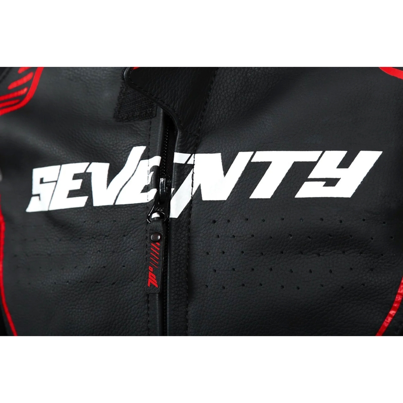 Nahast mootorratta jakk Seventy Degrees SD-JL24 Spoiler must-punane