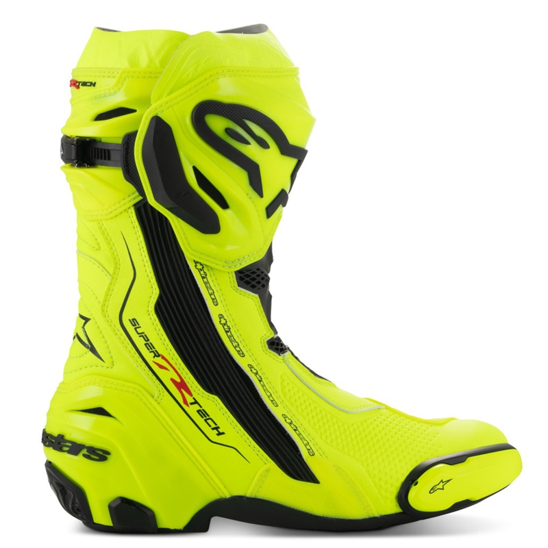 Alpinestars Supertech R fluo kollane-mustad mootorrattasaapad