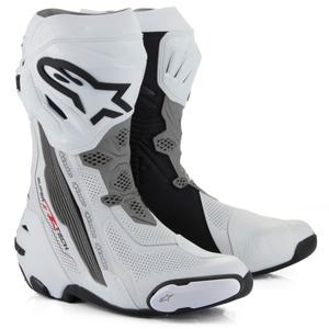 Alpinestars Supertech R Vented mootorratta saapad valge-hall-mustad