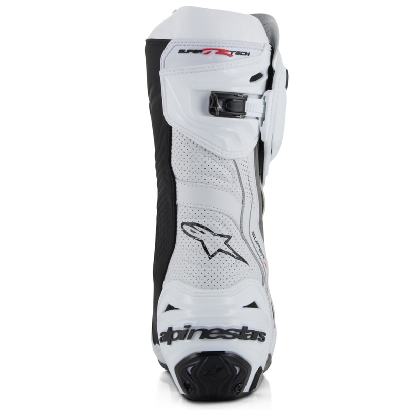 Alpinestars Supertech R Vented mootorratta saapad valge-hall-mustad