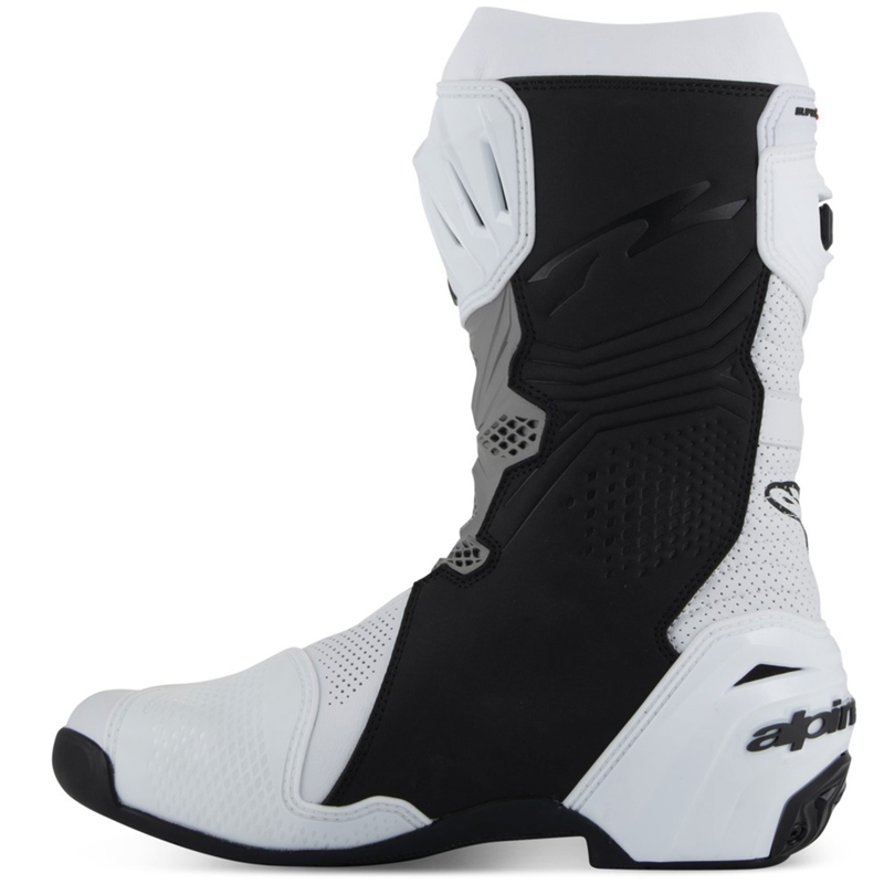 Alpinestars Supertech R Vented mootorratta saapad valge-hall-mustad