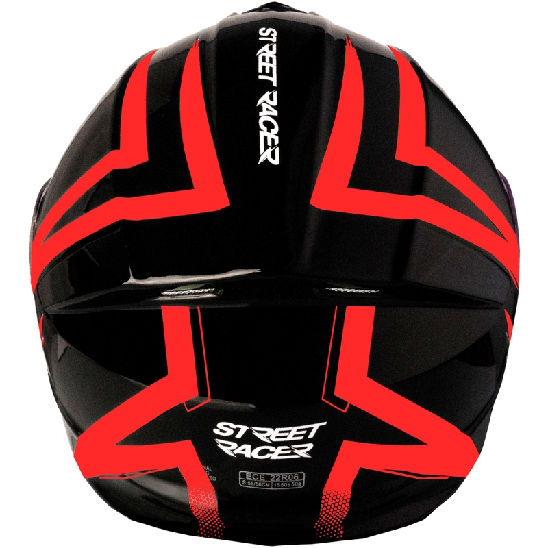 Flip-up kiiver mootorratta Street Racer Fury must-punane - II klass