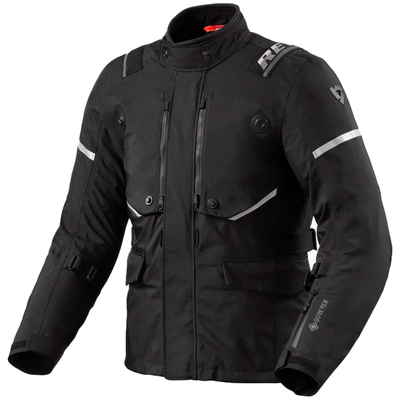 Revit Vertical GTX mootorratta jope must-hõbedane
