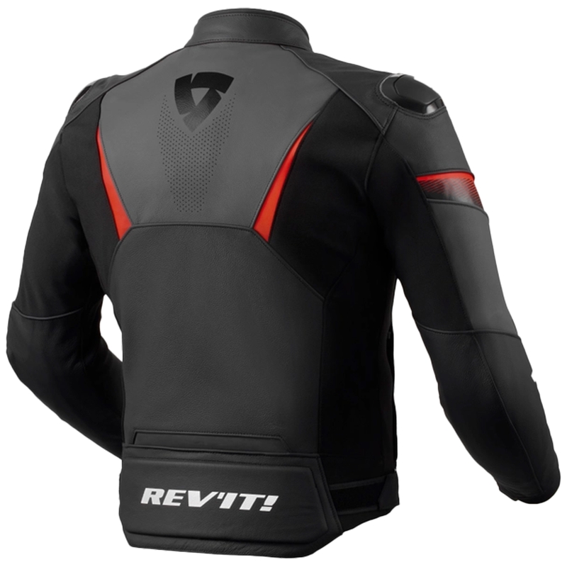 Revit Argon 2 must-fluo punane nahast mootorratta jakk