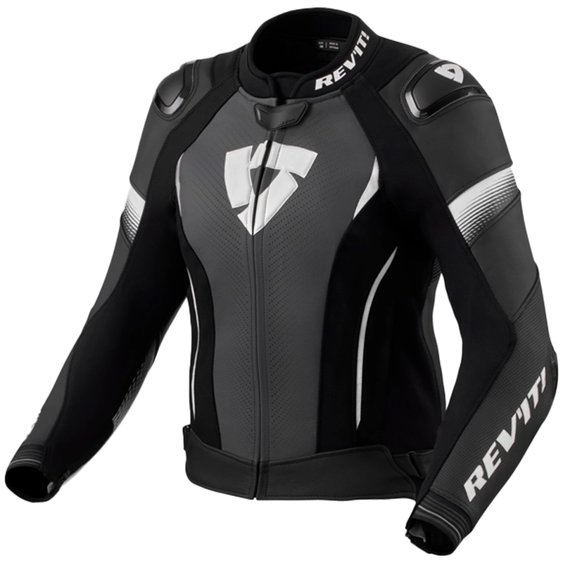 Naiste Revit Xena 4 Pro must-valge nahast mootorratta jope