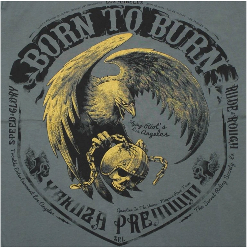 T-särk Yakuza Premium Born To Burn Flying Riots Los Angeles oliivroheline