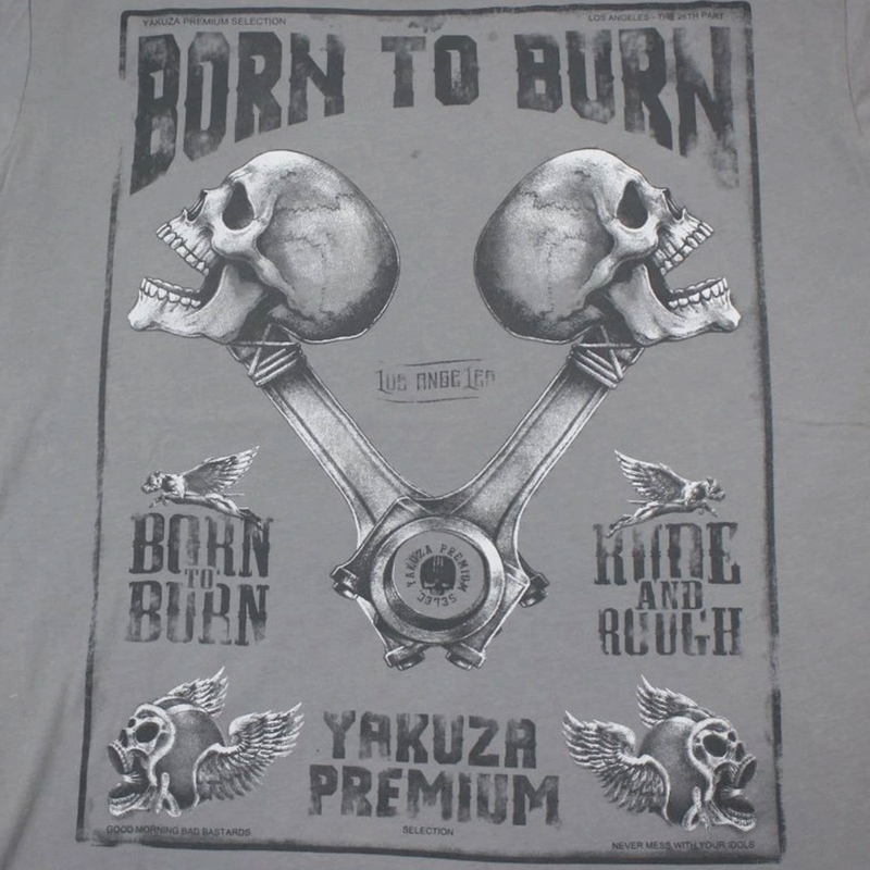 T-särk Yakuza Premium Rude and Rough Born to Burn - Los Angeles grey