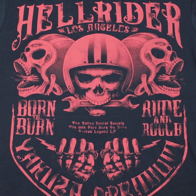 T-särk Yakuza Premium Hell Rider - Born to Burn tumesinine