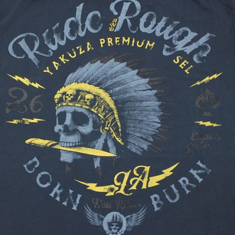 T-särk Yakuza Premium Rude and Rough - Los Angeles tumesinine