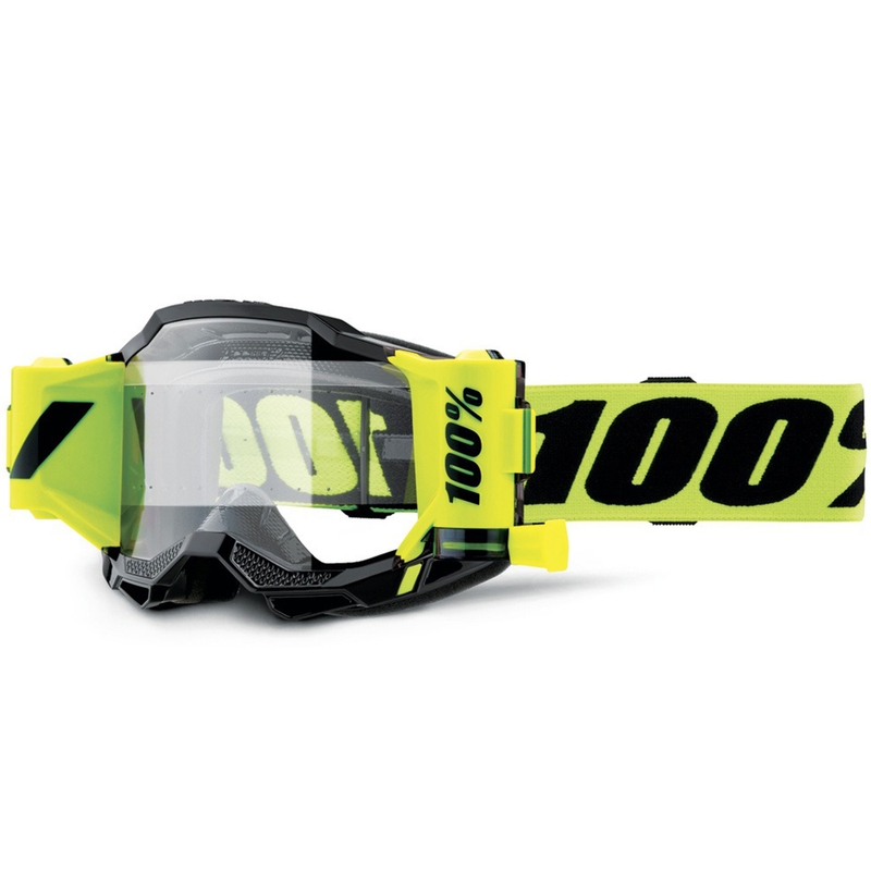 Motokrossiprillid 100% Accuri 2 Forecast fluo kollane läbipaistva pleksiga