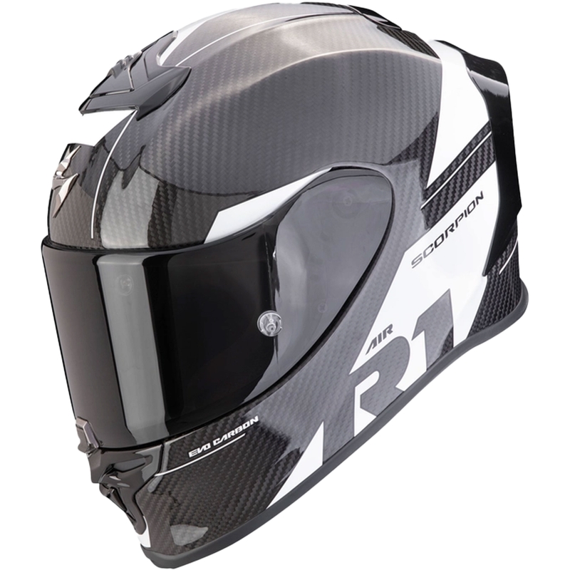 Integreeritud kiiver Scorpion EXO-R1 EVO Carbon Air Rally must ja valge allahindlus