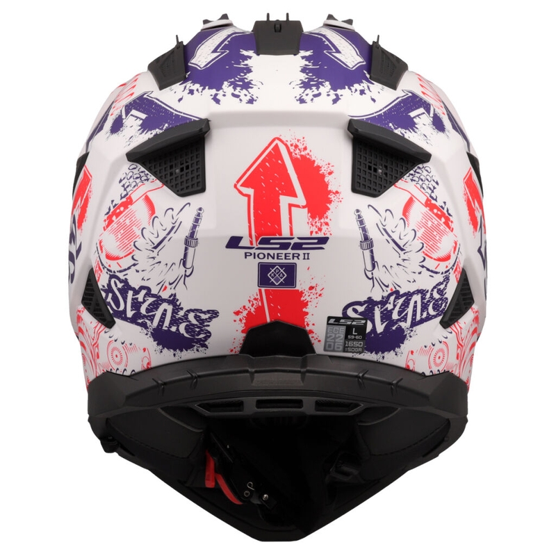 Enduro mootorratta kiiver LS2 MX702 Pioneer II Fantasy valge-punane-sinine