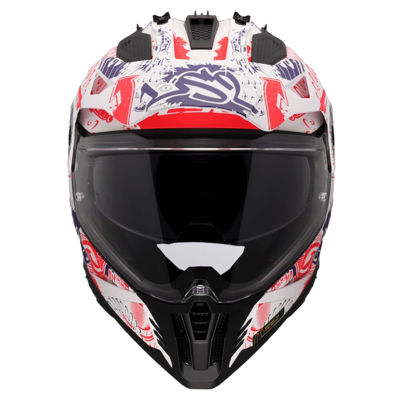 Enduro mootorratta kiiver LS2 MX702 Pioneer II Fantasy valge-punane-sinine
