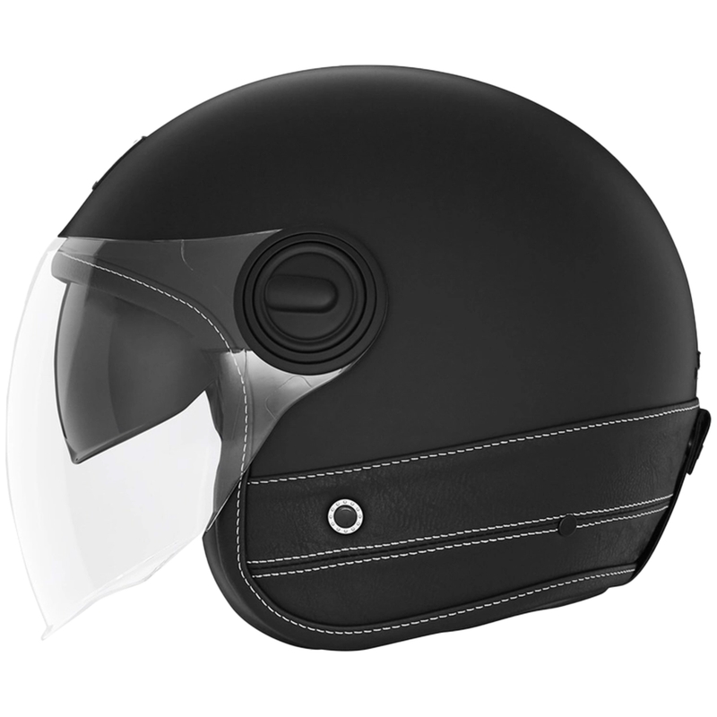 Avatud mootorratta kiiver NOX PREMIUM Heritage mustast nahast