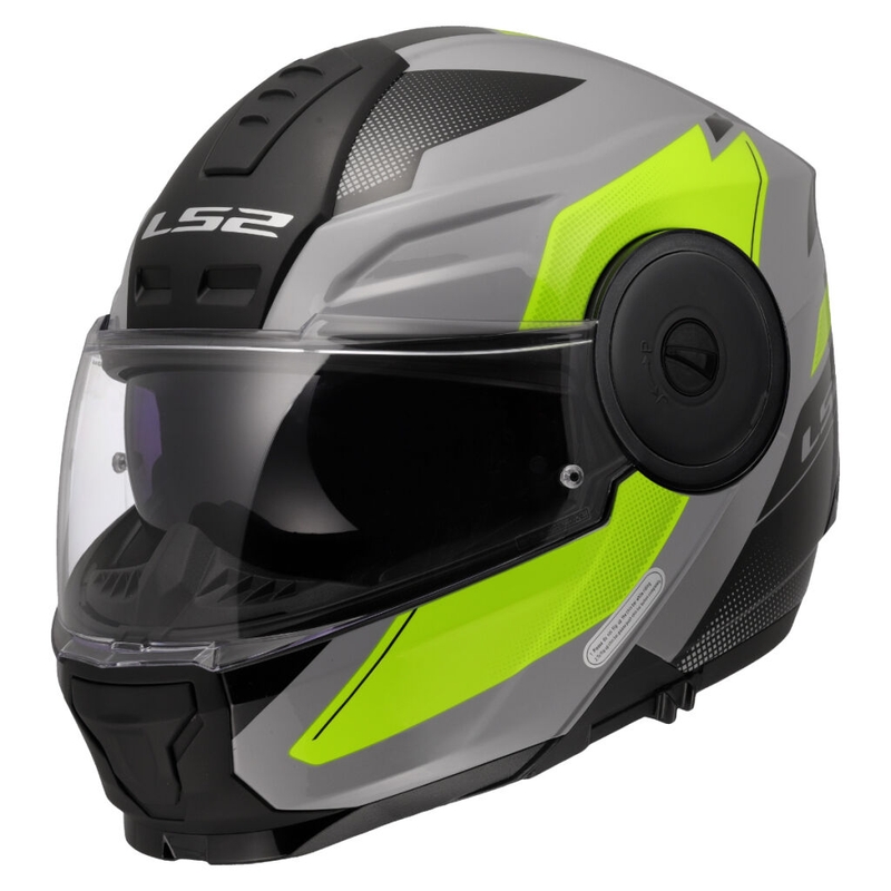 Flip-up mootorratta kiiver LS2 FF902 Scope II Duria hall-fluo kollane