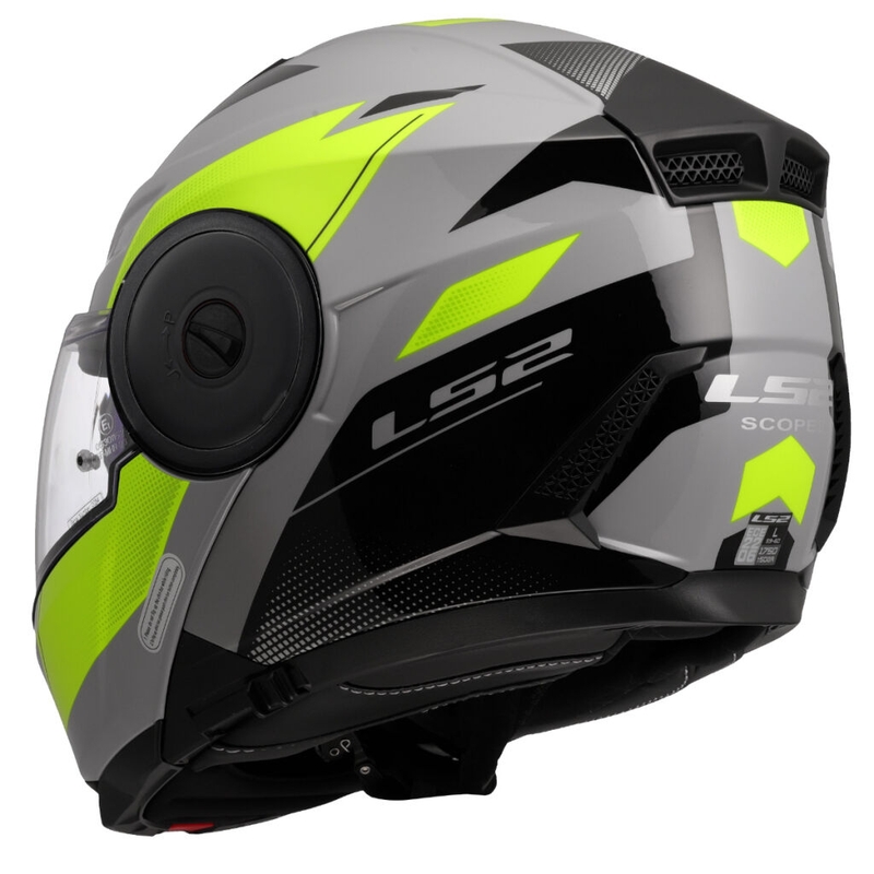 Flip-up mootorratta kiiver LS2 FF902 Scope II Duria hall-fluo kollane