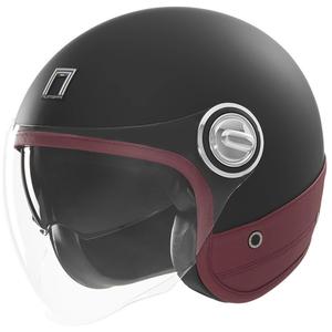 Avatud mootorratta kiiver NOX PREMIUM Heritage matt must punase nahaga