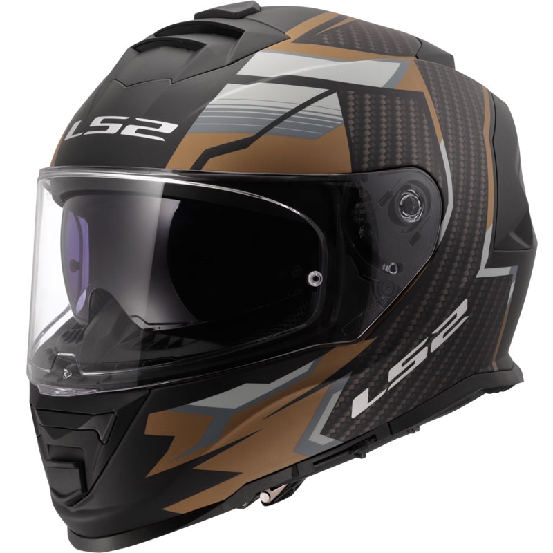 LS2 FF800 Storm II Tracker must ja kuldne integreeritud mootorratta kiiver