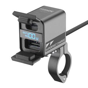 Interphone USB-C, USB-A laadija mootorratta aku laadimisega must