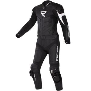 Street Racer Fast Track 2.1 Must-valge nahast mootorratta kombinesoon