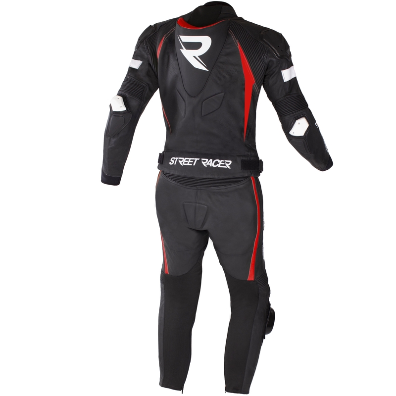Street Racer Fast Track 2.1 must ja punane nahast mootorratta kombinesoon