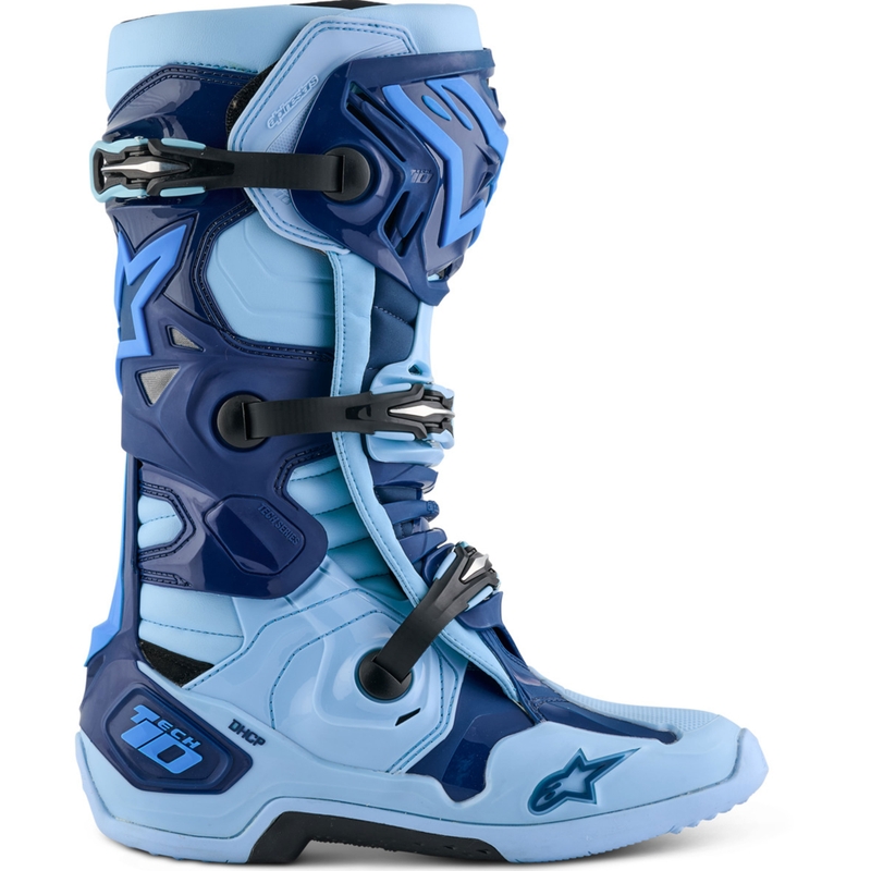 Alpinestars Tech 10 Limited Edition Steelers sinised ja helesinised mootorratta saapad