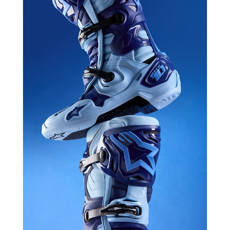 Alpinestars Tech 10 Limited Edition Steelers sinised ja helesinised mootorratta saapad