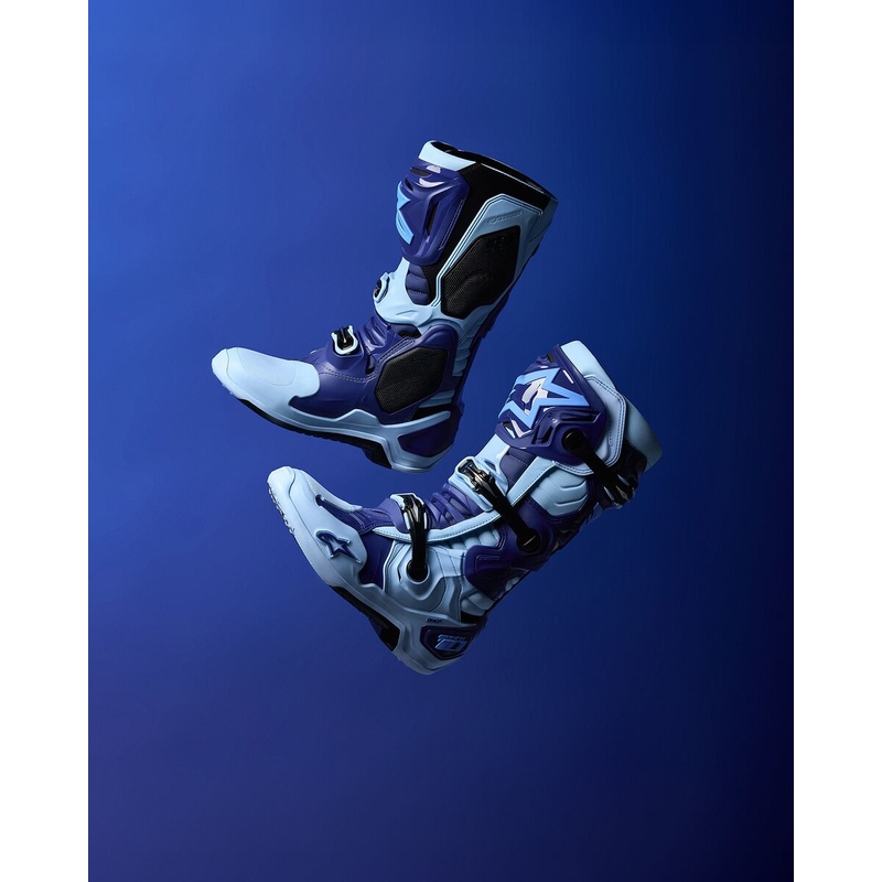 Alpinestars Tech 10 Limited Edition Steelers sinised ja helesinised mootorratta saapad