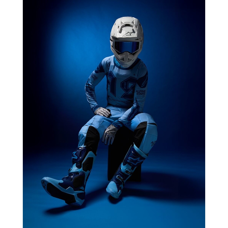Alpinestars Tech 10 Limited Edition Steelers sinised ja helesinised mootorratta saapad