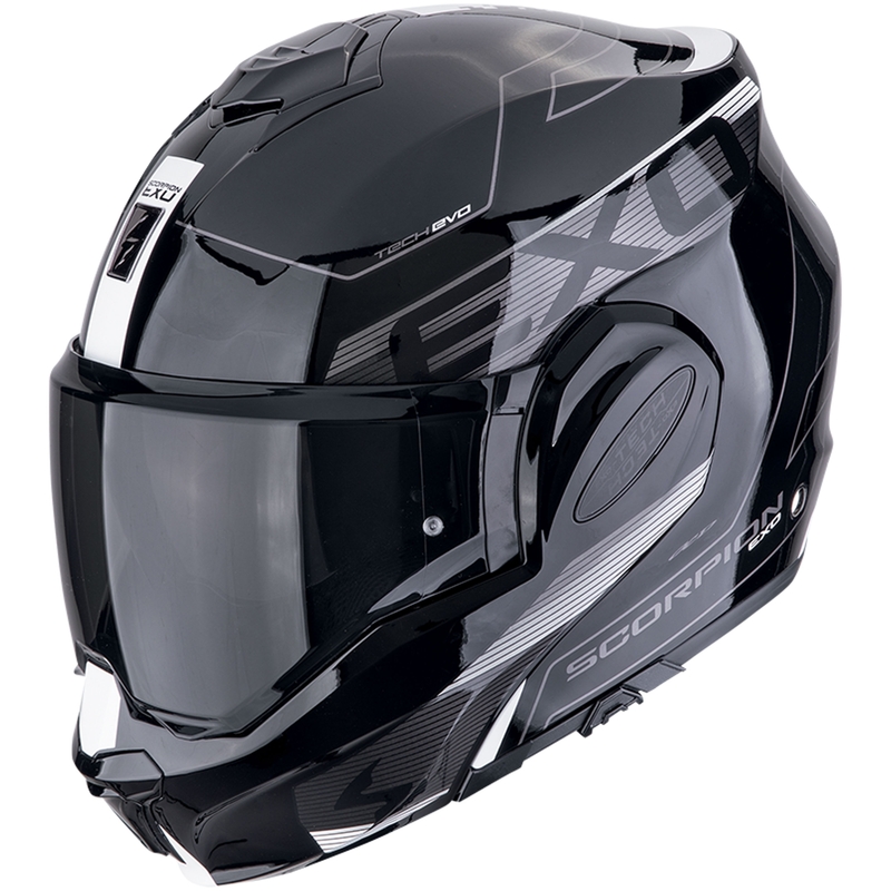 Kokkupandav mootorratta kiiver Scorpion EXO-TECH EVO TRAVELLER must-valge