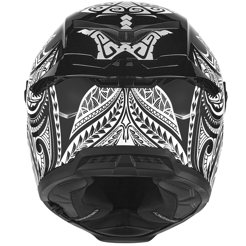 NOX Exlusiv Goliath Maori täisnäoga mootorrattakiiver must-valge